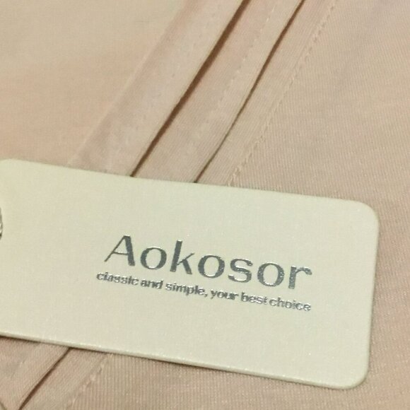 Aokosor V-Neck Top NWT Pleated Sleeveless Women's Sz L Apricot Flowy Lightweight - Picture 7 of 10